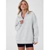 image:imageANRABESS Womens Quarter Zip Sweatshirt Oversized Hoodies  Soft Cozy Fleece Mock Neck Pullover with Side Pockets Drop Shoulder SlouchyY2K Color Block Casual LoungewearFall FashionLight Grey