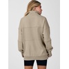 image:imageANRABESS Womens Quarter Zip Sweatshirt Oversized Hoodies  Soft Cozy Fleece Mock Neck Pullover with Side Pockets Drop Shoulder SlouchyY2K Color Block Casual LoungewearFall FashionLight Khaki