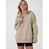image:imageANRABESS Womens Quarter Zip Sweatshirt Oversized Hoodies  Soft Cozy Fleece Mock Neck Pullover with Side Pockets Drop Shoulder SlouchyY2K Color Block Casual LoungewearFall FashionLight Khaki