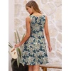 image:imageANRABESS Womens Summer Beach Vacation Dresses V Neck Sleeveless Casual Button Down A Line Swing Mini Sundresses with Pockets Printed White Large