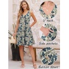 image:imageANRABESS Womens Summer Beach Vacation Dresses V Neck Sleeveless Casual Button Down A Line Swing Mini Sundresses with Pockets Printed White Large