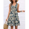 image:imageANRABESS Womens Summer Beach Vacation Dresses V Neck Sleeveless Casual Button Down A Line Swing Mini Sundresses with Pockets Printed White Large