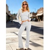 image:imageANRABESS Womens V Neck 2 Piece Lounge Matching Sets  Long Sleeve Ruched Top with High Waist Flared Pants Stretchy Breathable Yoga Workout Casual Outfits Fall Winter ClothingLight Grey