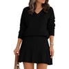 image:imageANRABESS 2 Piece Skirt Sets for Women Sweaters Set  Long Sleeve V Neck Pullover Sweaters Pleated Mini Skirt Fall Winter TrendyComfy CuteLounge Casual Travel Going OutBlack