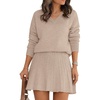 image:imageANRABESS 2 Piece Skirt Sets for Women Sweaters Set  Long Sleeve V Neck Pullover Sweaters Pleated Mini Skirt Fall Winter TrendyComfy CuteLounge Casual Travel Going OutAlmond