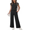 image:imageANRABESS Two Piece Sets for Women Summer Casual Knit Sweater Vest Pants Set Vacation Airport Clothes 2026 Fall OutfitsBlack