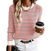 image:imageANRABESS Women Long Sleeve Striped Crochet Sweater Top  Crew Neck Knit Pullover Comfy Soft Lightweight Clothes Casual Daily Wear Travel amp Vacation Fall Spring Trendy OutfitsWhite Red