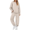 image:imageANRABESS Womens 2 Piece Outfits Sweatsuits Oversized Sweatshirts Barrel Pants Matching Lounge Sets 2026 Fall Travel ClothesAlmond