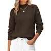 image:imageANRABESS Womens Cable Knit Long Sleeve Cropped Sweaters  Mock Neck Fitted Pullover Tops Cozy Warm Business Casual Work Office Daily Wear Fall Winter Fashion ClothingBrown