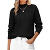 image:imageANRABESS Womens Cable Knit Long Sleeve Cropped Sweaters  Mock Neck Fitted Pullover Tops Cozy Warm Business Casual Work Office Daily Wear Fall Winter Fashion ClothingBlack