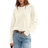 image:imageANRABESS Womens Oversized Long Sleeve Crewneck Cropped Sweater  Wool Blend Soft Warm Fuzzy Chunky Pullover Basic Casual Comfy Knit Tops Fall Winter Outfits ClothesCream