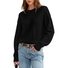 image:imageANRABESS Womens Oversized Long Sleeve Crewneck Cropped Sweater  Wool Blend Soft Warm Fuzzy Chunky Pullover Basic Casual Comfy Knit Tops Fall Winter Outfits ClothesBlack