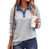 image:imageANRABESS Womens Quarter Button Long Sleeve Polo Sweatshirts  Denim Collared Henley Hoodies Shirt Cozy Fleece Pullover Top Loose Fit Casual Fall Outfit Winter Teen Preppy ClothesGrey