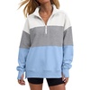 image:imageANRABESS Womens Quarter Zip Sweatshirt Oversized Hoodies  Soft Cozy Fleece Mock Neck Pullover with Side Pockets Drop Shoulder SlouchyY2K Color Block Casual LoungewearFall FashionWhite Light Grey Sky Blue