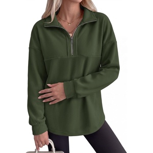 image:imageANRABESS Sweatshirts for Womens Loose Fit Quarter Zip Pullover  Soft Cozy Long Sleeve Tops School Work Rreppy Giong Out Clothes Casual Cute Relaxed Loungewear Fall Winter Fashion OutfitsArmy Green