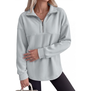 image:imageANRABESS Sweatshirts for Womens Loose Fit Quarter Zip Pullover  Soft Cozy Long Sleeve Tops School Work Rreppy Giong Out Clothes Casual Cute Relaxed Loungewear Fall Winter Fashion OutfitsLight Grey
