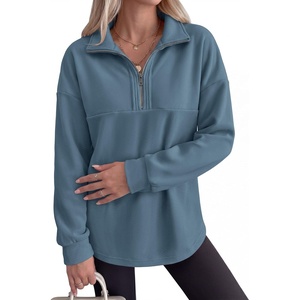 image:imageANRABESS Sweatshirts for Womens Loose Fit Quarter Zip Pullover  Soft Cozy Long Sleeve Tops School Work Rreppy Giong Out Clothes Casual Cute Relaxed Loungewear Fall Winter Fashion OutfitsGrey Blue