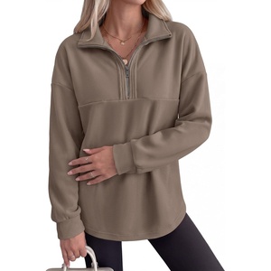 image:imageANRABESS Sweatshirts for Womens Loose Fit Quarter Zip Pullover  Soft Cozy Long Sleeve Tops School Work Rreppy Giong Out Clothes Casual Cute Relaxed Loungewear Fall Winter Fashion OutfitsLight Brown
