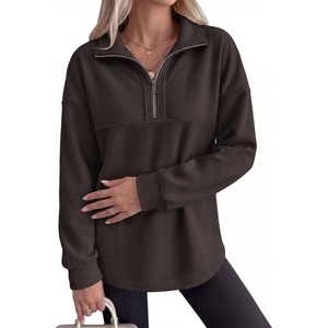 image:imageANRABESS Sweatshirts for Womens Loose Fit Quarter Zip Pullover  Soft Cozy Long Sleeve Tops School Work Rreppy Giong Out Clothes Casual Cute Relaxed Loungewear Fall Winter Fashion OutfitsBrown