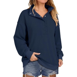 image:imageANRABESS Waffle Knit Sweatshirt for Women Henley Pullover  Lightweight Comfy Soft Long Sleeve Loose Fit Stand Collar Half Button Tops Casual Daily Wear amp Preppy Fall Spring WeatherNavy Blue