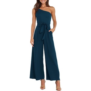 image:imageANRABESS Women Summer Dressy Jumpsuits One Shoulder Sleeveless Casual Wide Leg Pants Romper Jumper 2026 Trendy OutfitsNavy Blue