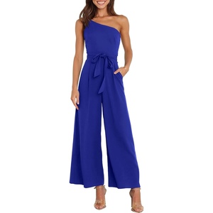 image:imageANRABESS Women Summer Dressy Jumpsuits One Shoulder Sleeveless Casual Wide Leg Pants Romper Jumper 2026 Trendy OutfitsRoyal Blue