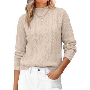 image:imageANRABESS Womens Cable Knit Long Sleeve Cropped Sweaters  Mock Neck Fitted Pullover Tops Cozy Warm Business Casual Work Office Daily Wear Fall Winter Fashion ClothingAlmond