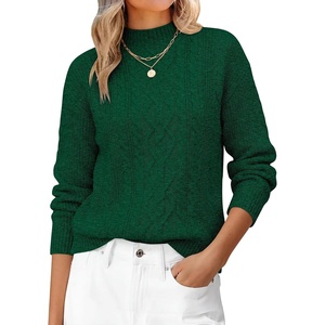 image:imageANRABESS Womens Cable Knit Long Sleeve Cropped Sweaters  Mock Neck Fitted Pullover Tops Cozy Warm Business Casual Work Office Daily Wear Fall Winter Fashion ClothingForest Green