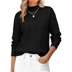 image:imageANRABESS Womens Cable Knit Long Sleeve Cropped Sweaters  Mock Neck Fitted Pullover Tops Cozy Warm Business Casual Work Office Daily Wear Fall Winter Fashion ClothingBlack