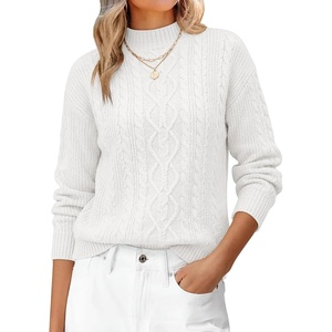 image:imageANRABESS Womens Cable Knit Long Sleeve Cropped Sweaters  Mock Neck Fitted Pullover Tops Cozy Warm Business Casual Work Office Daily Wear Fall Winter Fashion ClothingWhite