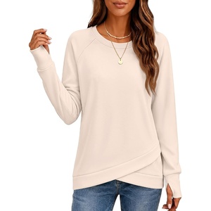 image:imageANRABESS Womens Crewneck Ralgan Long Sleeve Tunic Tops  Tulip Hem Sweatshirts with Thumbhole Warm Soft Comfy Going Out Work Fall Winter Transtion Pullover OutfitsBeige