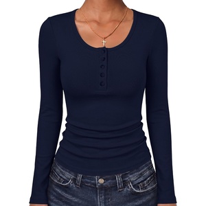 image:imageANRABESS Womens Long Sleeve Shirts Thermal Fleece Tops  Henley Neck Dressy Business Casual Work TShirts Fall Winter Soft Warm Base Layer Basic Tee Cute Going Out UndershirtsNavy Blue