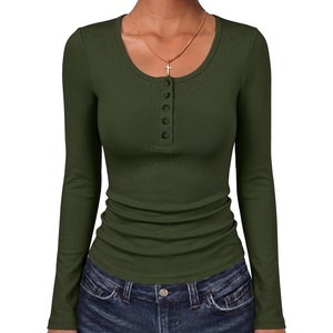 image:imageANRABESS Womens Long Sleeve Shirts Thermal Fleece Tops  Henley Neck Dressy Business Casual Work TShirts Fall Winter Soft Warm Base Layer Basic Tee Cute Going Out UndershirtsArmy Green
