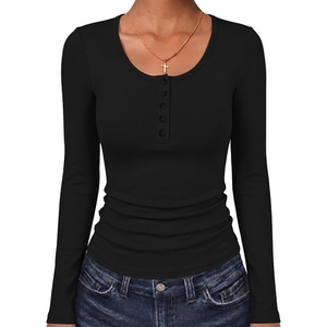 image:imageANRABESS Womens Long Sleeve Shirts Thermal Fleece Tops  Henley Neck Dressy Business Casual Work TShirts Fall Winter Soft Warm Base Layer Basic Tee Cute Going Out UndershirtsBlack