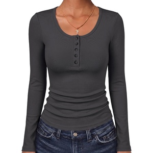 image:imageANRABESS Womens Long Sleeve Shirts Thermal Fleece Tops  Henley Neck Dressy Business Casual Work TShirts Fall Winter Soft Warm Base Layer Basic Tee Cute Going Out UndershirtsGrey