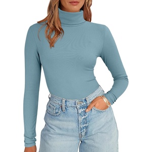 image:imageANRABESS Womens Long Sleeve Turtleneck Shirts Casual Ribbed Basic Tee Slim Soft Thermal Tops 2026 Fall Going Out ClothesGrey Blue