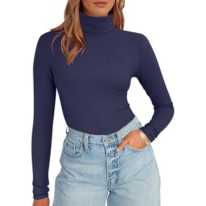 image:imageANRABESS Womens Long Sleeve Turtleneck Shirts Casual Ribbed Basic Tee Slim Soft Thermal Tops 2026 Fall Going Out ClothesNavy Blue