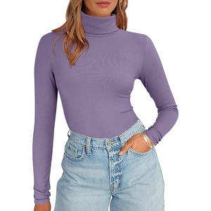 image:imageANRABESS Womens Long Sleeve Turtleneck Shirts Casual Ribbed Basic Tee Slim Soft Thermal Tops 2026 Fall Going Out ClothesPurple