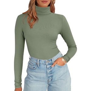 image:imageANRABESS Womens Long Sleeve Turtleneck Shirts Casual Ribbed Basic Tee Slim Soft Thermal Tops 2026 Fall Going Out ClothesSage Green