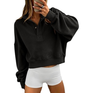 image:imageANRABESS Womens Oversized Long Sleeve Cropped Sweatshirts  Button Henley Neck Sweat Shirts Soft Comfy Pullover Tops Relaxed Fit Casual Daily Wear Fall Winter Fashion ClothingBlack