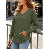 image:imageANRABESS Long Sleeve Shirts for Women Fall V Neck Sweatshirts  Lightweight Fleece Pullover with PocketsCurved Hem TunicLoose Casual Top for Work amp Everyday WearArmy Green