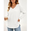 image:imageANRABESS Long Sleeve Shirts for Women Fall V Neck Sweatshirts  Lightweight Fleece Pullover with PocketsCurved Hem TunicLoose Casual Top for Work amp Everyday WearWhite