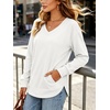 image:imageANRABESS Long Sleeve Shirts for Women Fall V Neck Sweatshirts  Lightweight Fleece Pullover with PocketsCurved Hem TunicLoose Casual Top for Work amp Everyday WearWhite