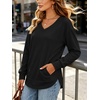 image:imageANRABESS Long Sleeve Shirts for Women Fall V Neck Sweatshirts  Lightweight Fleece Pullover with PocketsCurved Hem TunicLoose Casual Top for Work amp Everyday WearBlack
