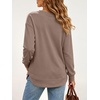 image:imageANRABESS Long Sleeve Shirts for Women Fall V Neck Sweatshirts  Lightweight Fleece Pullover with PocketsCurved Hem TunicLoose Casual Top for Work amp Everyday WearLight Brown