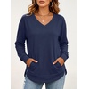 image:imageANRABESS Long Sleeve Shirts for Women Fall V Neck Sweatshirts  Lightweight Fleece Pullover with PocketsCurved Hem TunicLoose Casual Top for Work amp Everyday WearNavy Blue