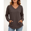 image:imageANRABESS Long Sleeve Shirts for Women Fall V Neck Sweatshirts  Lightweight Fleece Pullover with PocketsCurved Hem TunicLoose Casual Top for Work amp Everyday WearCoffee
