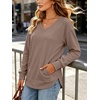 image:imageANRABESS Long Sleeve Shirts for Women Fall V Neck Sweatshirts  Lightweight Fleece Pullover with PocketsCurved Hem TunicLoose Casual Top for Work amp Everyday WearLight Brown