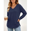 image:imageANRABESS Long Sleeve Shirts for Women Fall V Neck Sweatshirts  Lightweight Fleece Pullover with PocketsCurved Hem TunicLoose Casual Top for Work amp Everyday WearNavy Blue