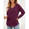 image:imageANRABESS Long Sleeve Shirts for Women Fall V Neck Sweatshirts  Lightweight Fleece Pullover with PocketsCurved Hem TunicLoose Casual Top for Work amp Everyday WearDark Purple